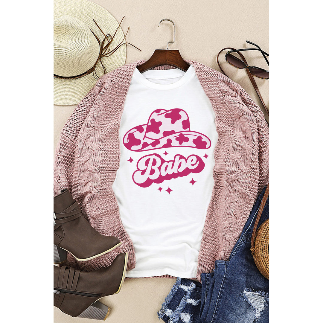 Womens White Cowgirl Hat Babe Graphic Tee Image 1