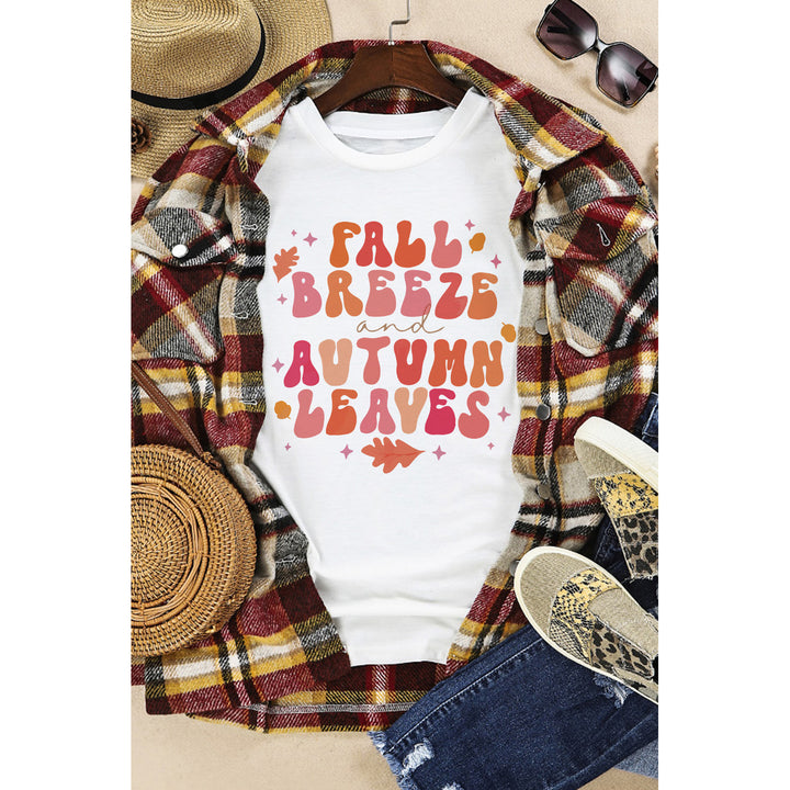 Womens White FALL BREEZE and AUTUMN LEAVES Graphic Tee Image 7