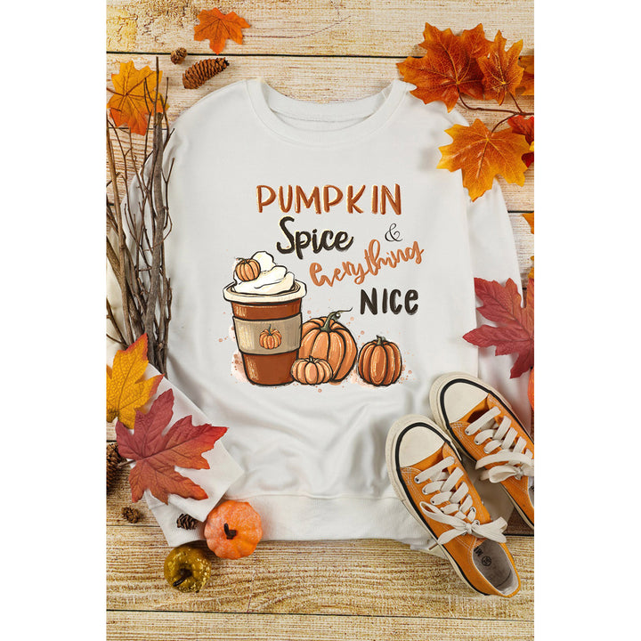 Womens Beige Pumpkin Spice Everything Nice Graphic Sweatshirt Image 1