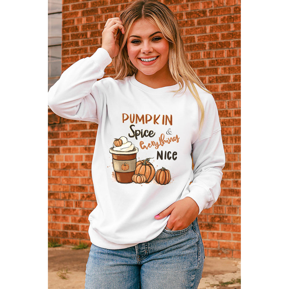 Womens Beige Pumpkin Spice Everything Nice Graphic Sweatshirt Image 2