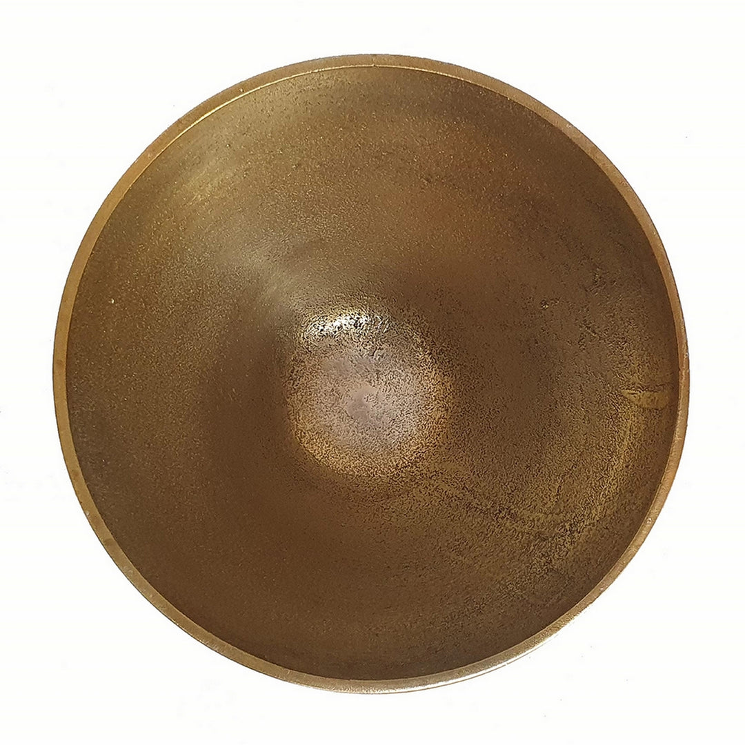 Sinzo 10 Inch Tapered Bowl, Gold Aluminum, Textured Design, Black, White - Saltoro Sherpi Image 3
