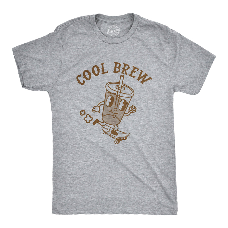 Mens Cool Brew T Shirt Funny Rad Skateboarding Cold Coffee Joke Tee For Guys Image 1