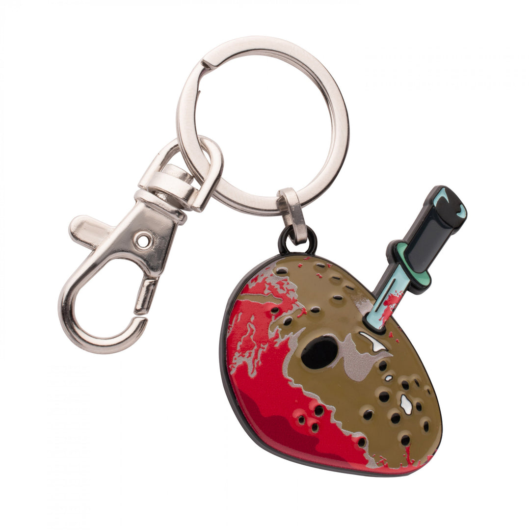Friday the 13th Jasons Knifed Mask Keychain Image 1