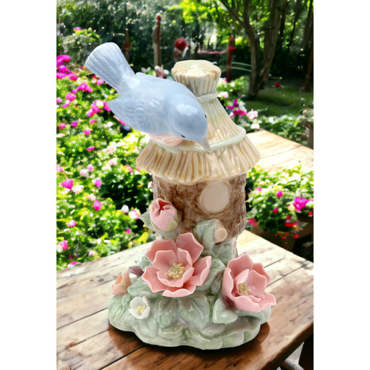 Ceramic Bluebird On Birdhouse FigurineHome DcorKitchen Dcor, Image 1