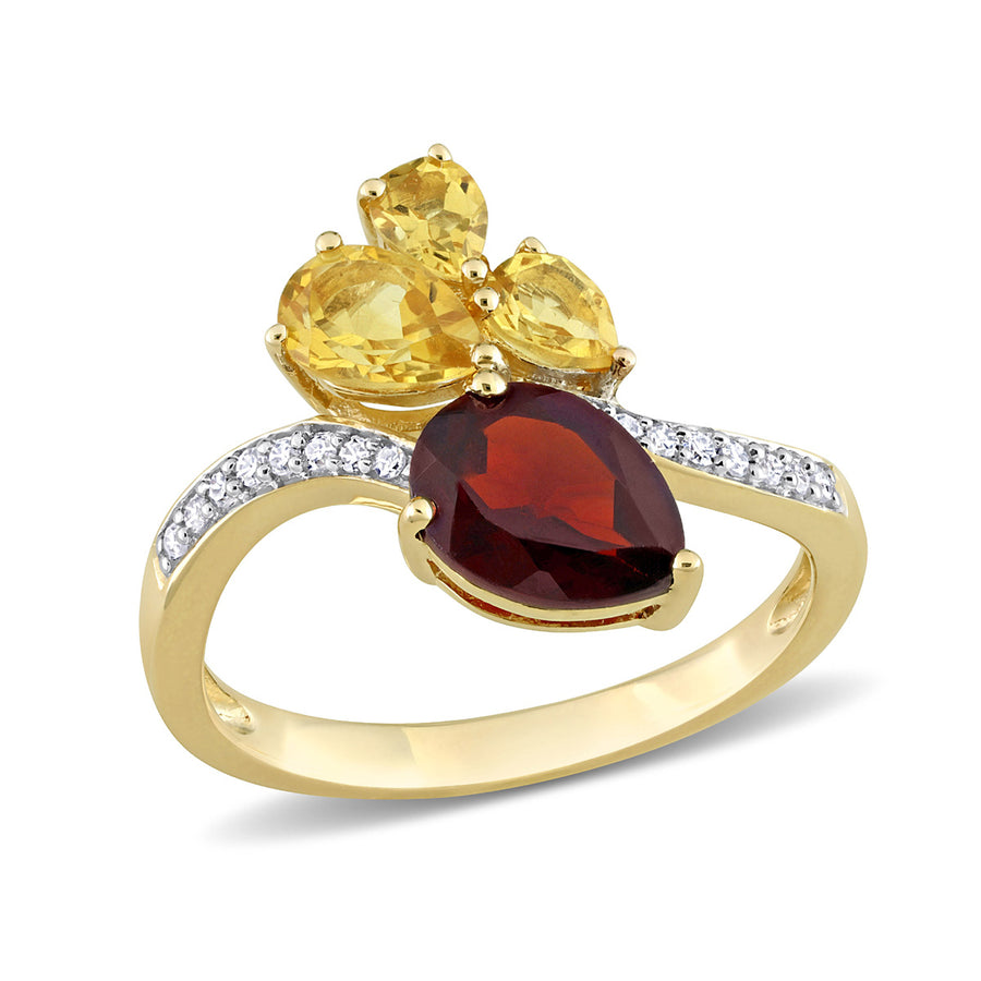 2.02 Carat (ctw) Garnet and Citrine Ring in 14K Yellow Gold Image 1