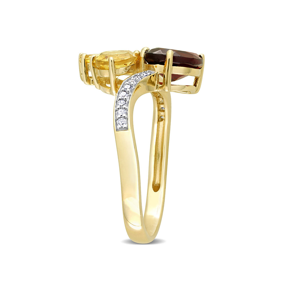 2.02 Carat (ctw) Garnet and Citrine Ring in 14K Yellow Gold Image 2