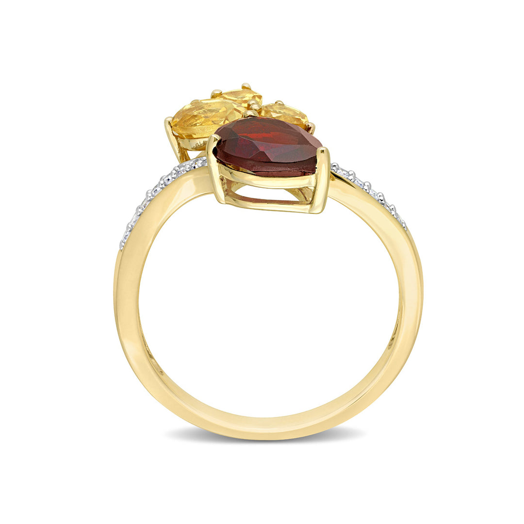 2.02 Carat (ctw) Garnet and Citrine Ring in 14K Yellow Gold Image 3