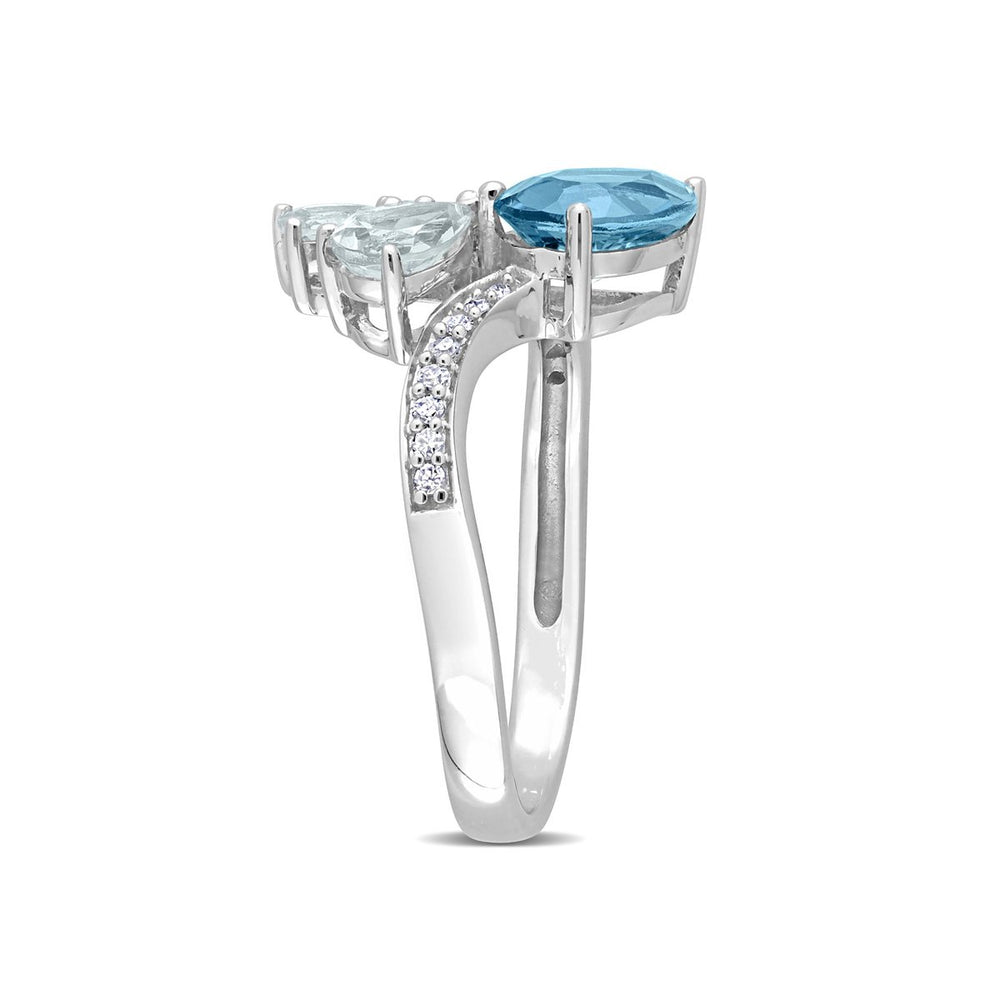 1.94 Carat (ctw) Blue Topaz and Aquamarine Ring in 14K White Gold with Diamonds Image 2
