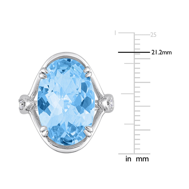 13.50 Carat (ctw) Oval Blue Topaz Ring in Sterling Silver Image 3