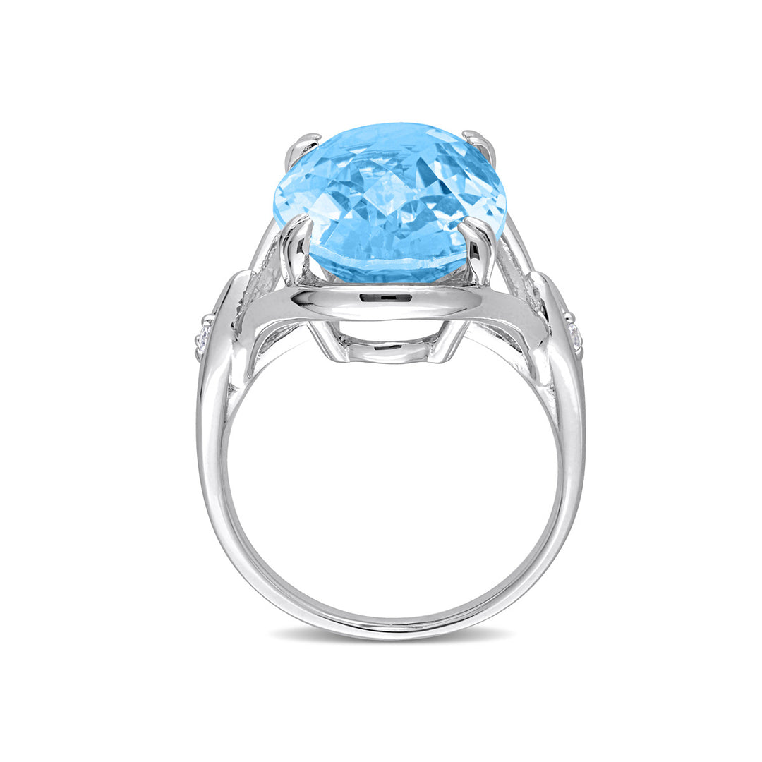 13.50 Carat (ctw) Oval Blue Topaz Ring in Sterling Silver Image 4