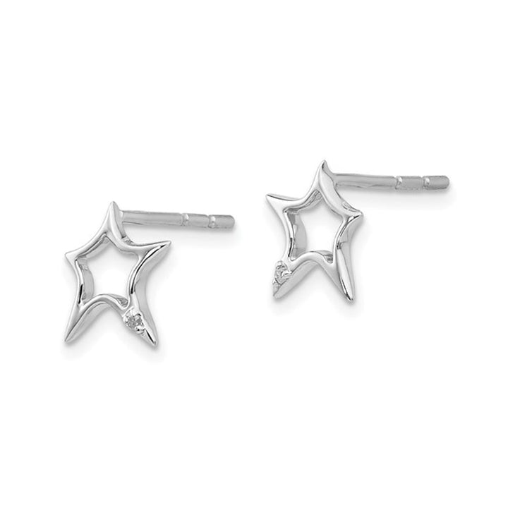 Sterling Silver Star Charm Post Earrings Image 3