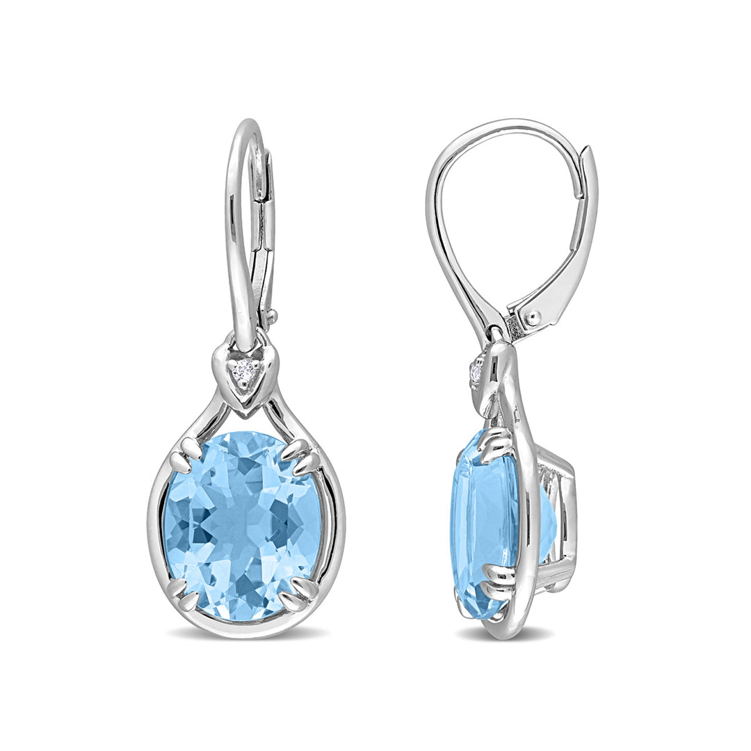 11.36 Carat (ctw) Blue Topaz Drop Leverback Earrings in Sterling Silver Image 1