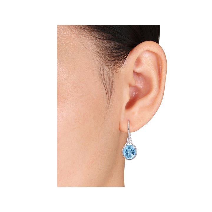 11.36 Carat (ctw) Blue Topaz Drop Leverback Earrings in Sterling Silver Image 4