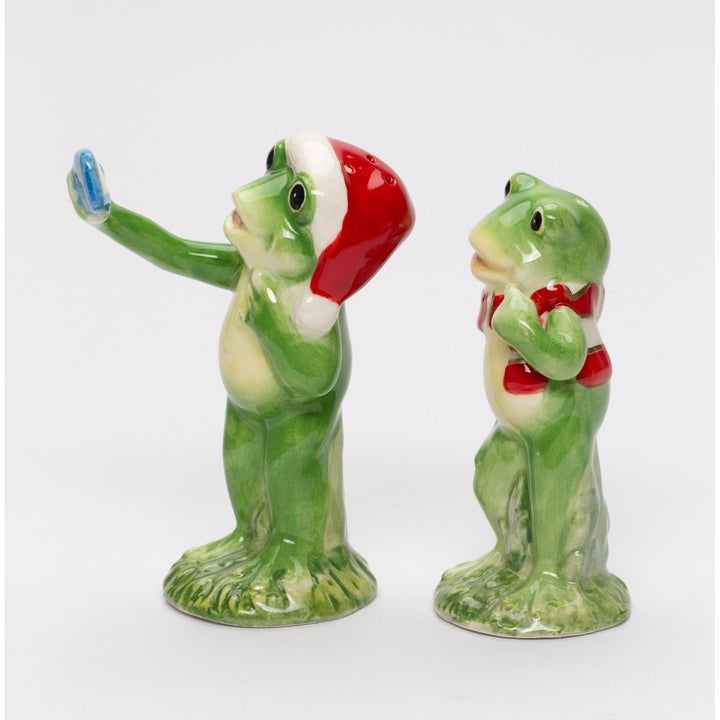 Ceramic Frog Couple Salt and Pepper Shakers Christmas Gift 4in Image 3