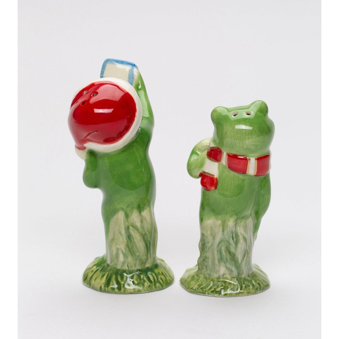 Ceramic Frog Couple Salt and Pepper Shakers Christmas Gift 4in Image 4