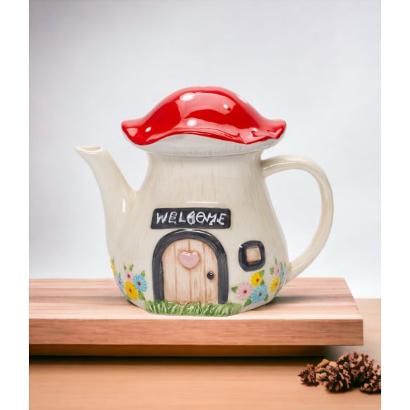 Ceramic Mushroom TeapotKitchen DcorFarmhouse Dcor, Image 1