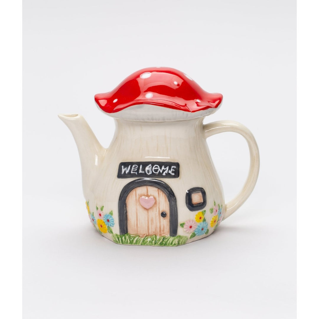 Ceramic Mushroom Teapot 12oz  Farmhouse 6x4x5in Image 2