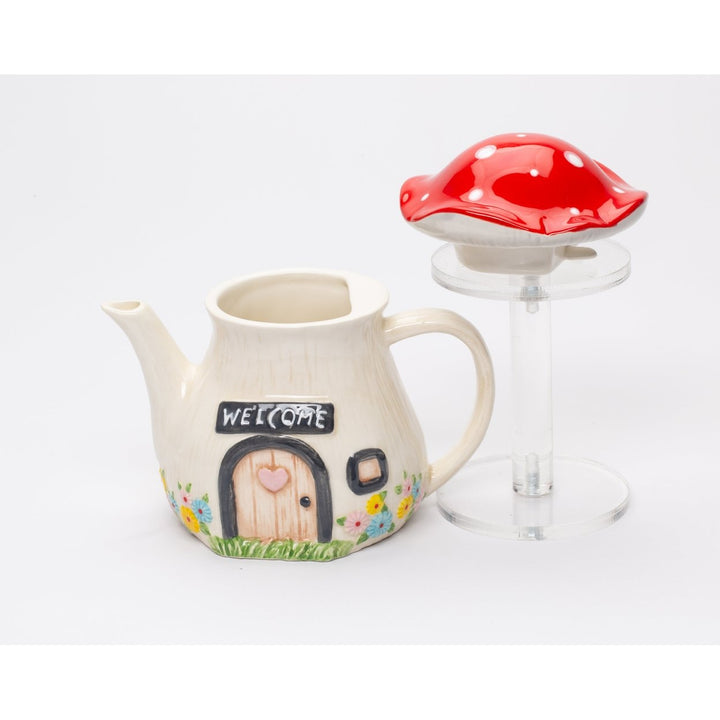 Ceramic Mushroom Teapot 12oz  Farmhouse 6x4x5in Image 3