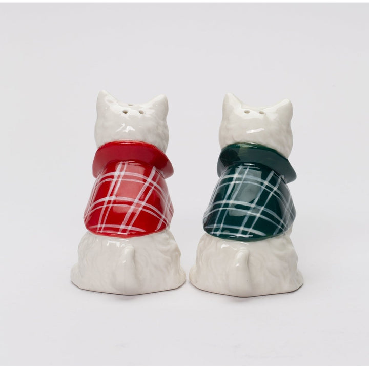 Ceramic Westie Dog Salt and Pepper Shakers Winter Cape Christmas Gift Image 3