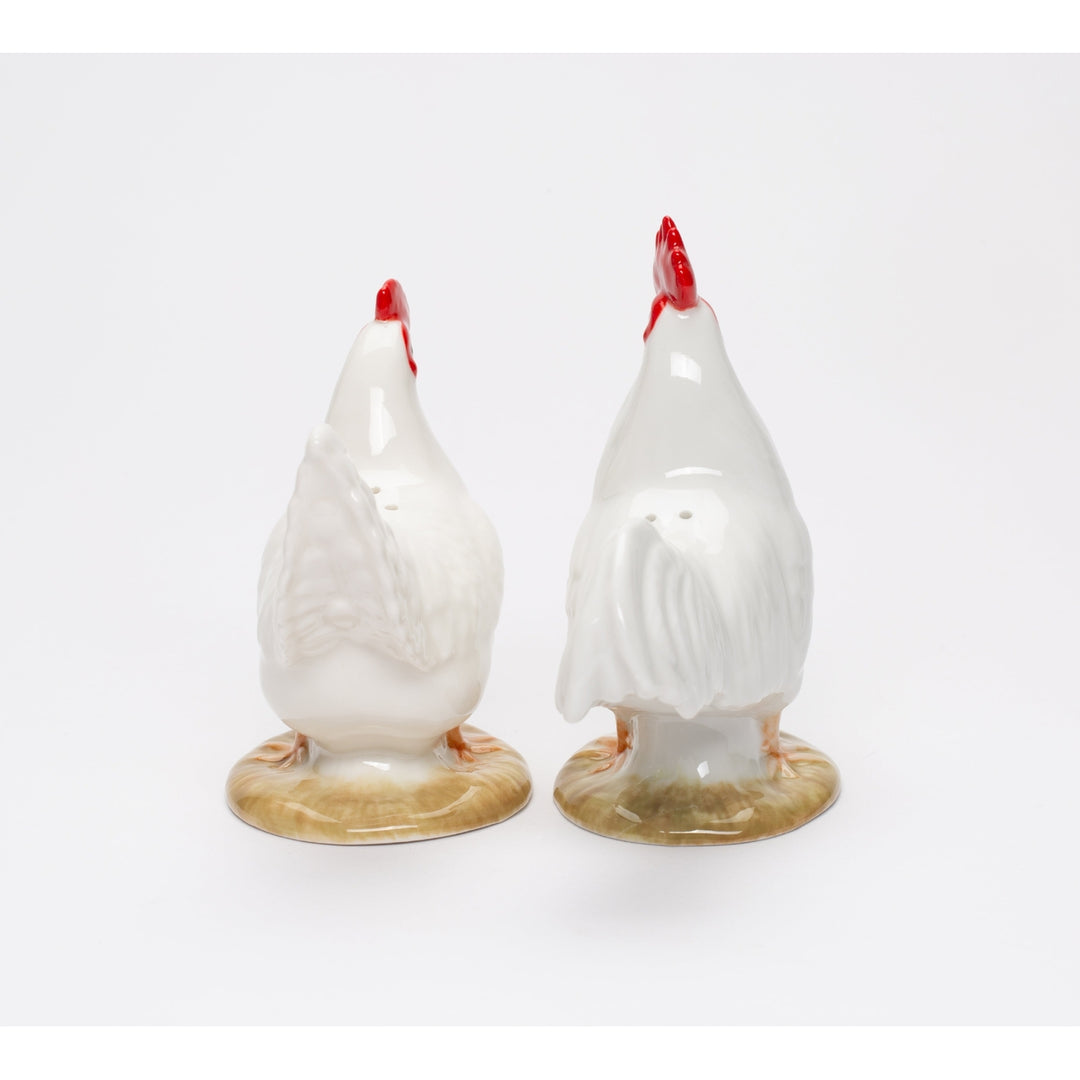 Ceramic White Rooster and Hen Salt and Pepper ShakersMomFarmhouse Kitchen DcorFall DcorThanksgiving Dcor Image 4