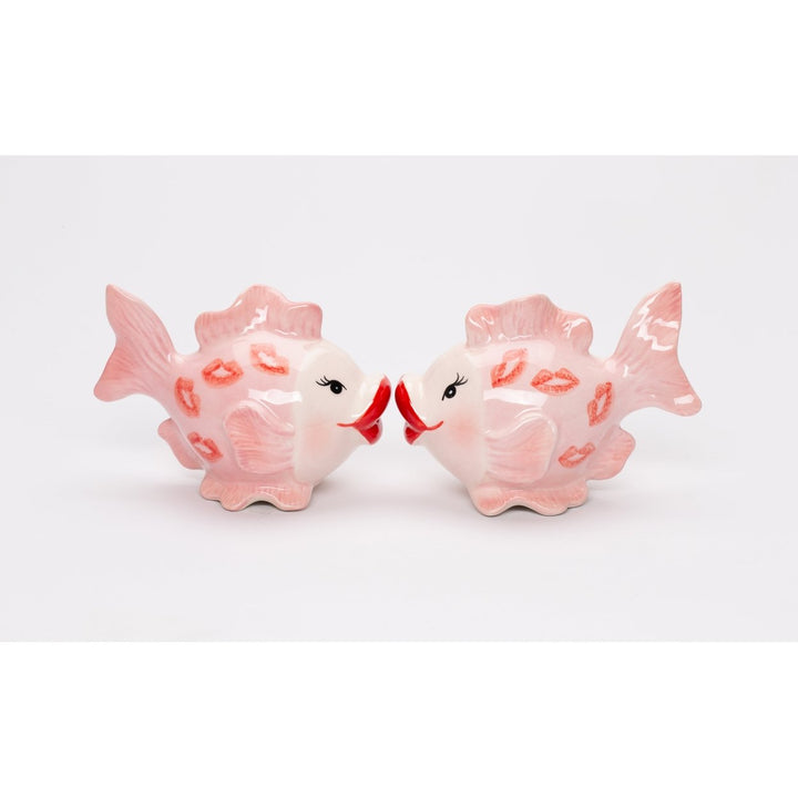 Ceramic Pink Fish Salt and Pepper Shakers 4 Inch Image 2