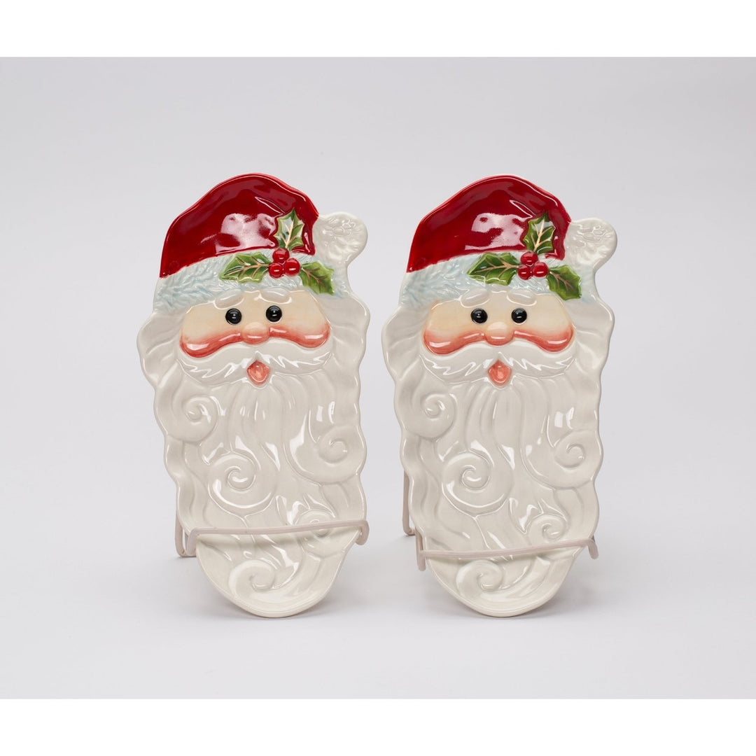 Ceramic Santa Candy Dish Spoon Rest Set of 2 Christmas Gift Image 2