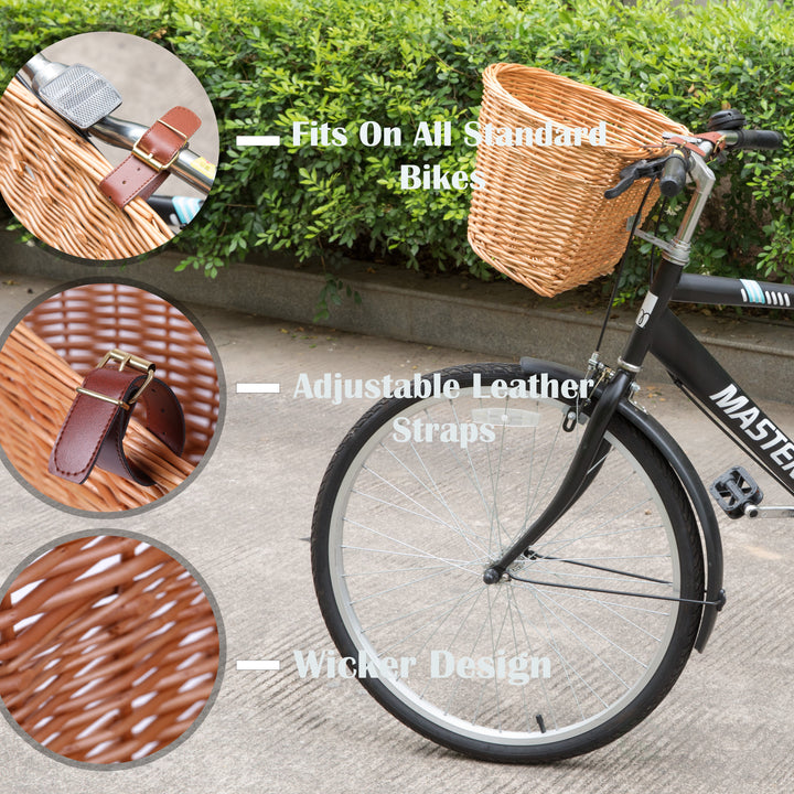 Vintiquewise Wicker Front Bike Baskets Universal Handlebar Mount for All Bikes and agesIdeal for Beach Image 4