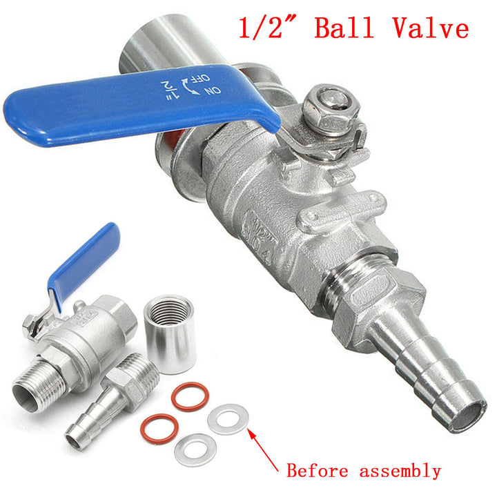 1,2 Inch Stainless Steel BSP Weldless Compact Ball Valve Barb Home Brew Beer Kettle Pot Image 4