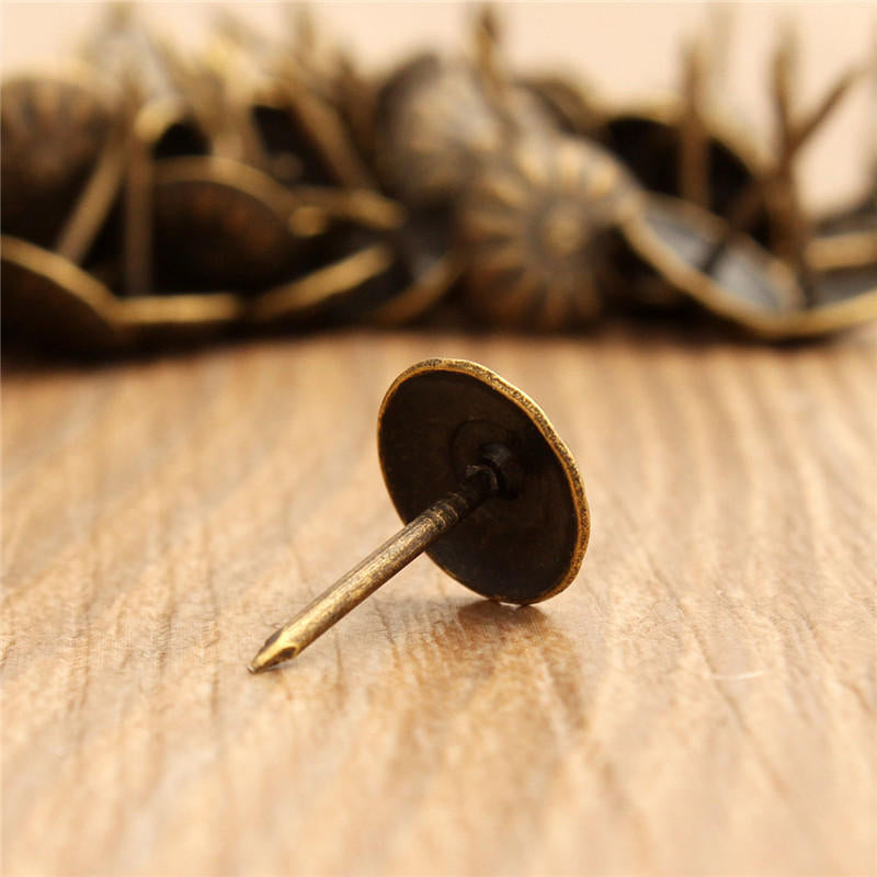 100Pcs 10x16mm Antique Brass Upholstery Nails Doornail Hardware Screws DIY Decoration Furniture Image 6