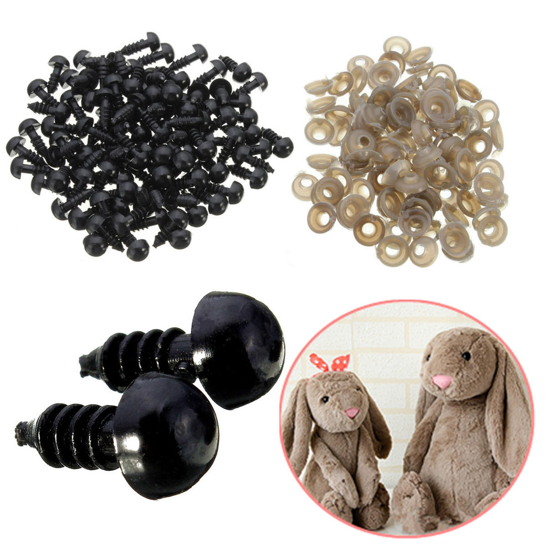 100Pcs Toys Eyes Washers Black Plastic Safety Eyes For Teddy Bear Doll Animal Puppet Crafts Accessories Image 1