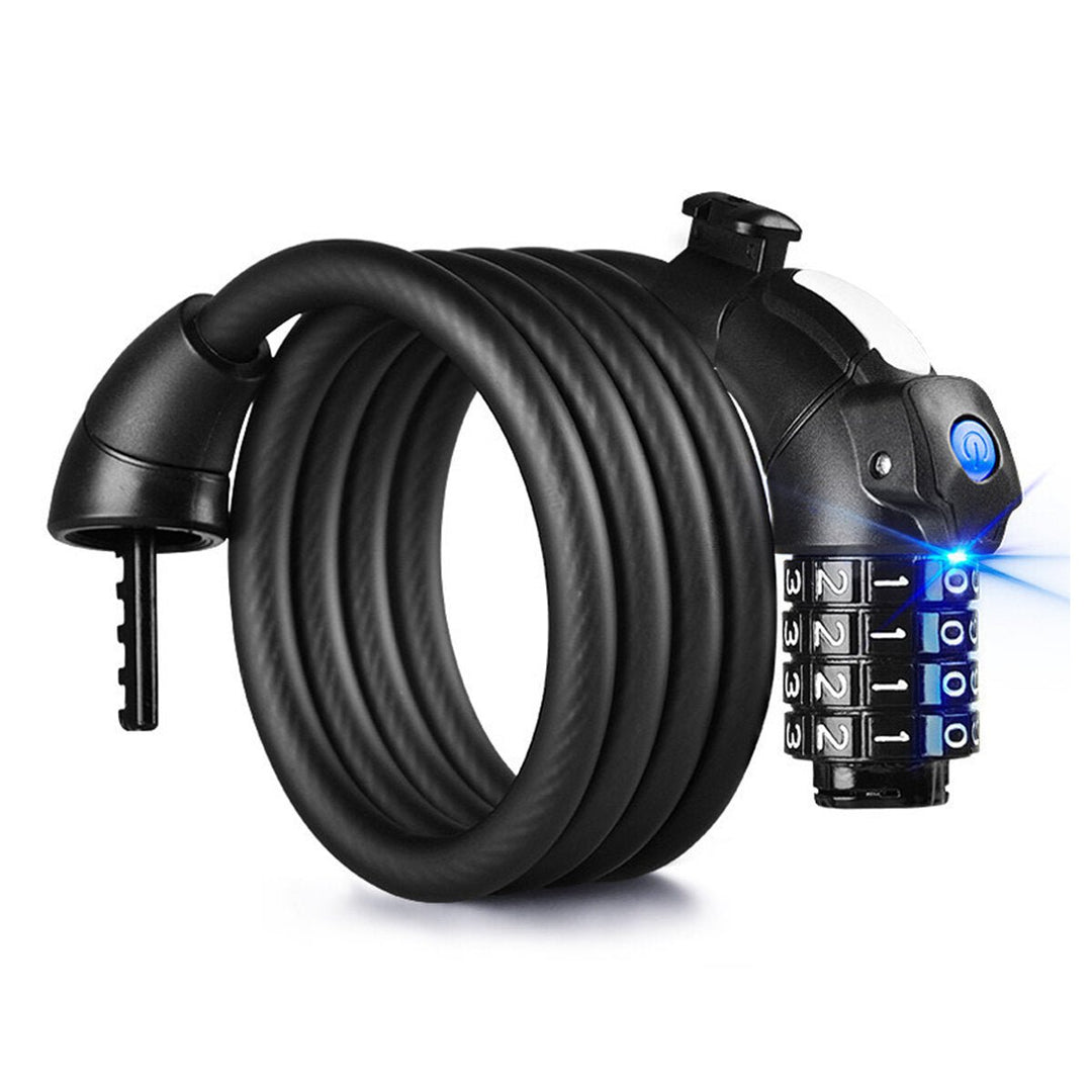 1.5M LED Bike Cable Lock Bicycle Heavy Duty Combination Security Chain Padlock Image 1