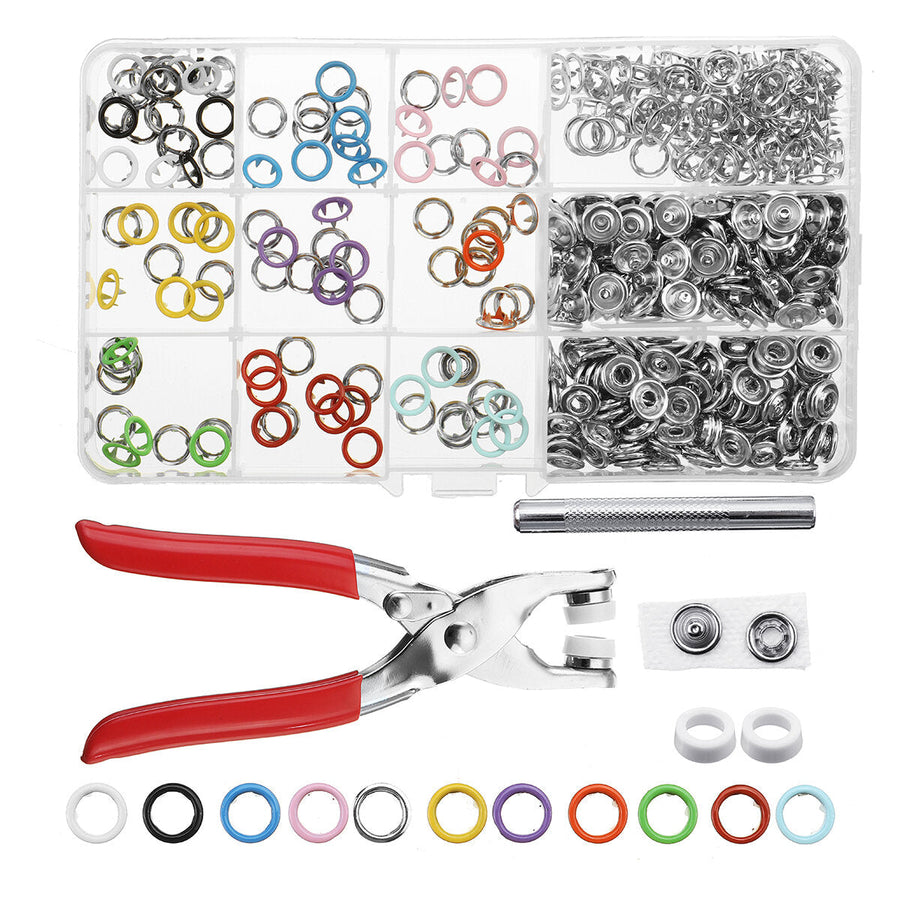10 Colors 250pcs/200pcs/100pcs Five-Claw Button Clasp + Installation Tool Kit Image 1