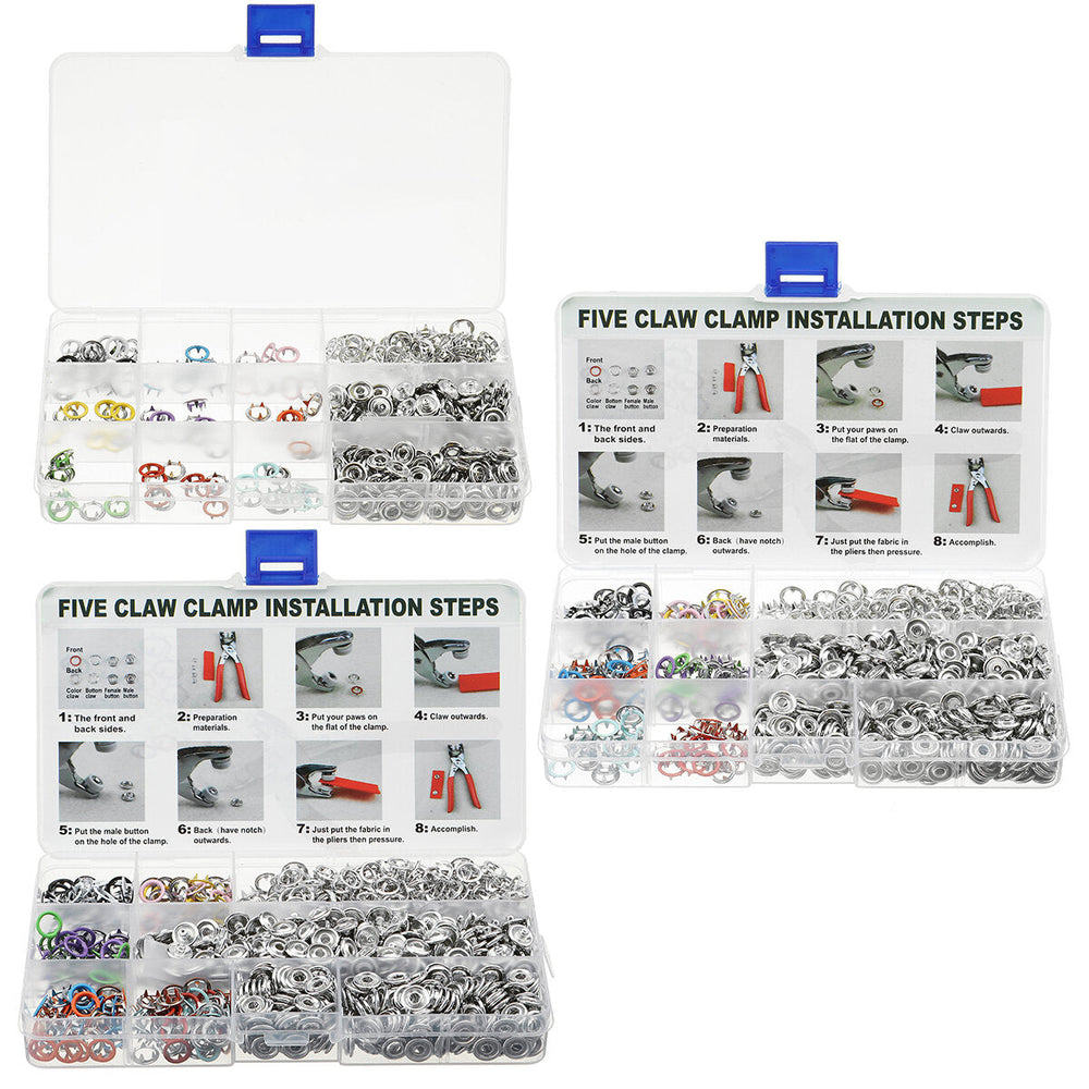 10 Colors 250pcs/200pcs/100pcs Five-Claw Button Clasp + Installation Tool Kit Image 2