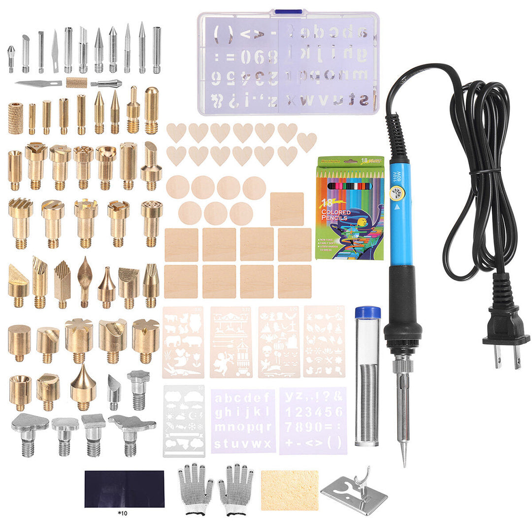 128Pcs 60W Electric Soldering Iron Kit Engraving Pen Wood Burning Pyrography Craft Tool Image 3