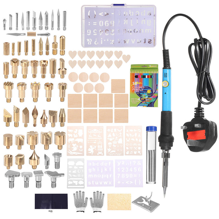 128Pcs 60W Electric Soldering Iron Kit Engraving Pen Wood Burning Pyrography Craft Tool Image 4