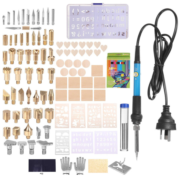 128Pcs 60W Electric Soldering Iron Kit Engraving Pen Wood Burning Pyrography Craft Tool Image 1