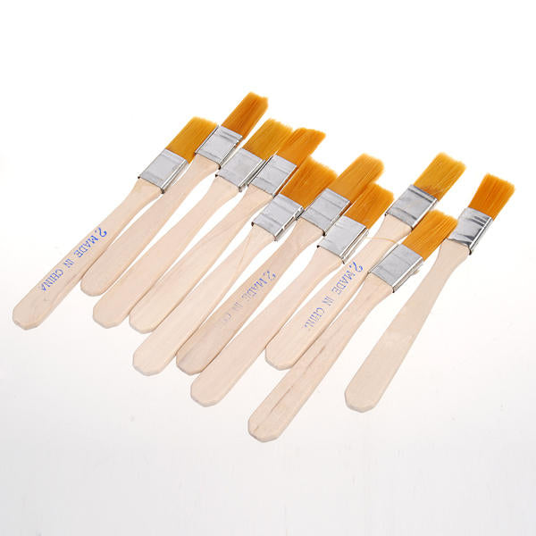 10pcs Solder Flux Paste Brush With Wooden Handle Reballing Tool Image 1