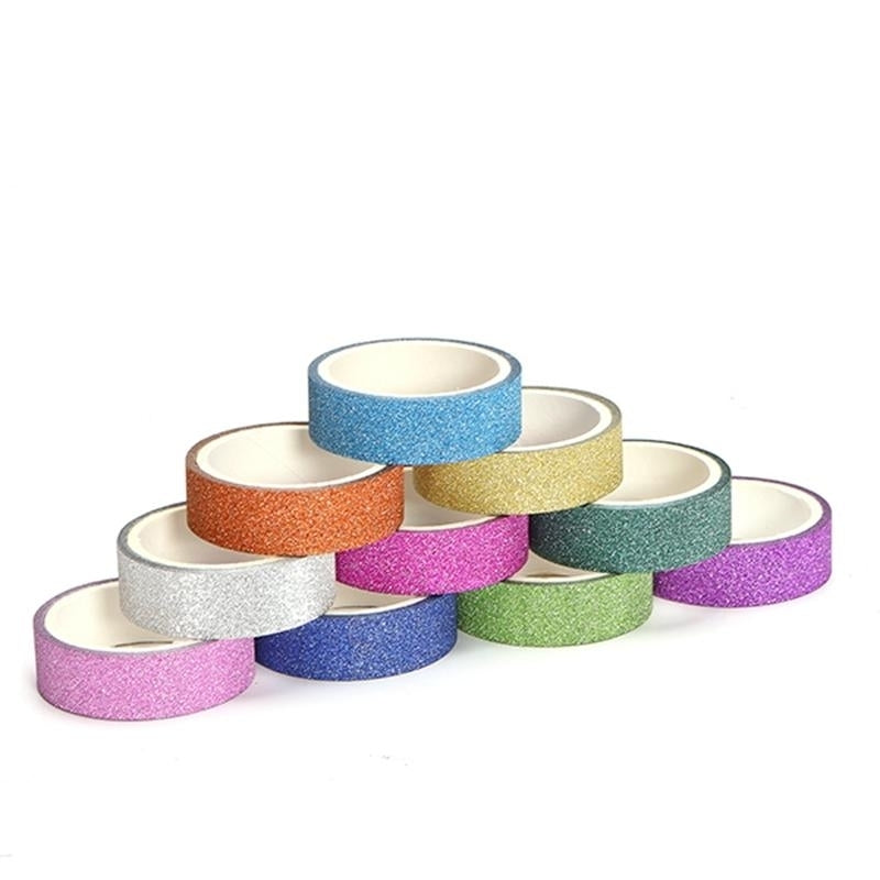10Pcs/Lot Rainbow Shine Brightness Color Decorative Washi Ribbon Party Supplies Decoration Solid DIY Scrapbooking Image 1