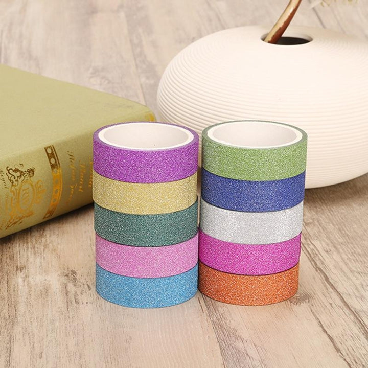 10Pcs/Lot Rainbow Shine Brightness Color Decorative Washi Ribbon Party Supplies Decoration Solid DIY Scrapbooking Image 2