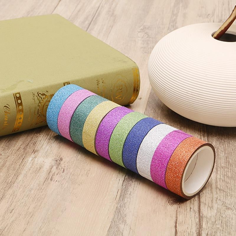 10Pcs,Lot Rainbow Shine Brightness Color Decorative Washi Ribbon Party Supplies Decoration Solid DIY Scrapbooking Image 3