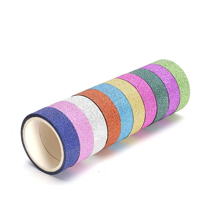 10Pcs/Lot Rainbow Shine Brightness Color Decorative Washi Ribbon Party Supplies Decoration Solid DIY Scrapbooking Image 4