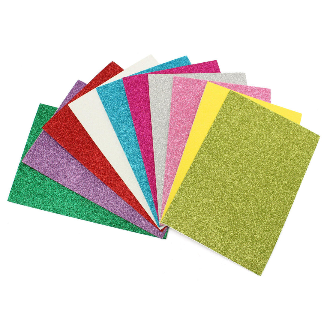 10Pcs 8x12 Inch Adhesive Glitter Paper Card Assorted Colors Scrapbooking Crafts Image 1