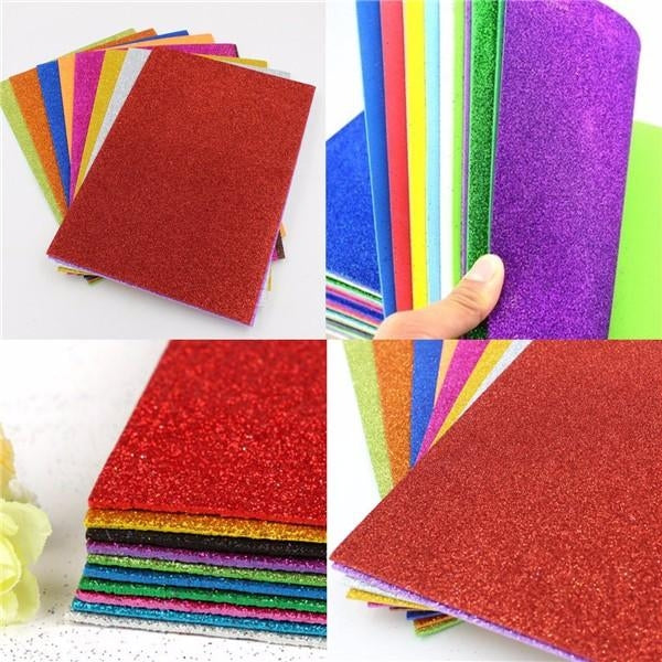 10Pcs 8x12 Inch Adhesive Glitter Paper Card Assorted Colors Scrapbooking Crafts Image 2