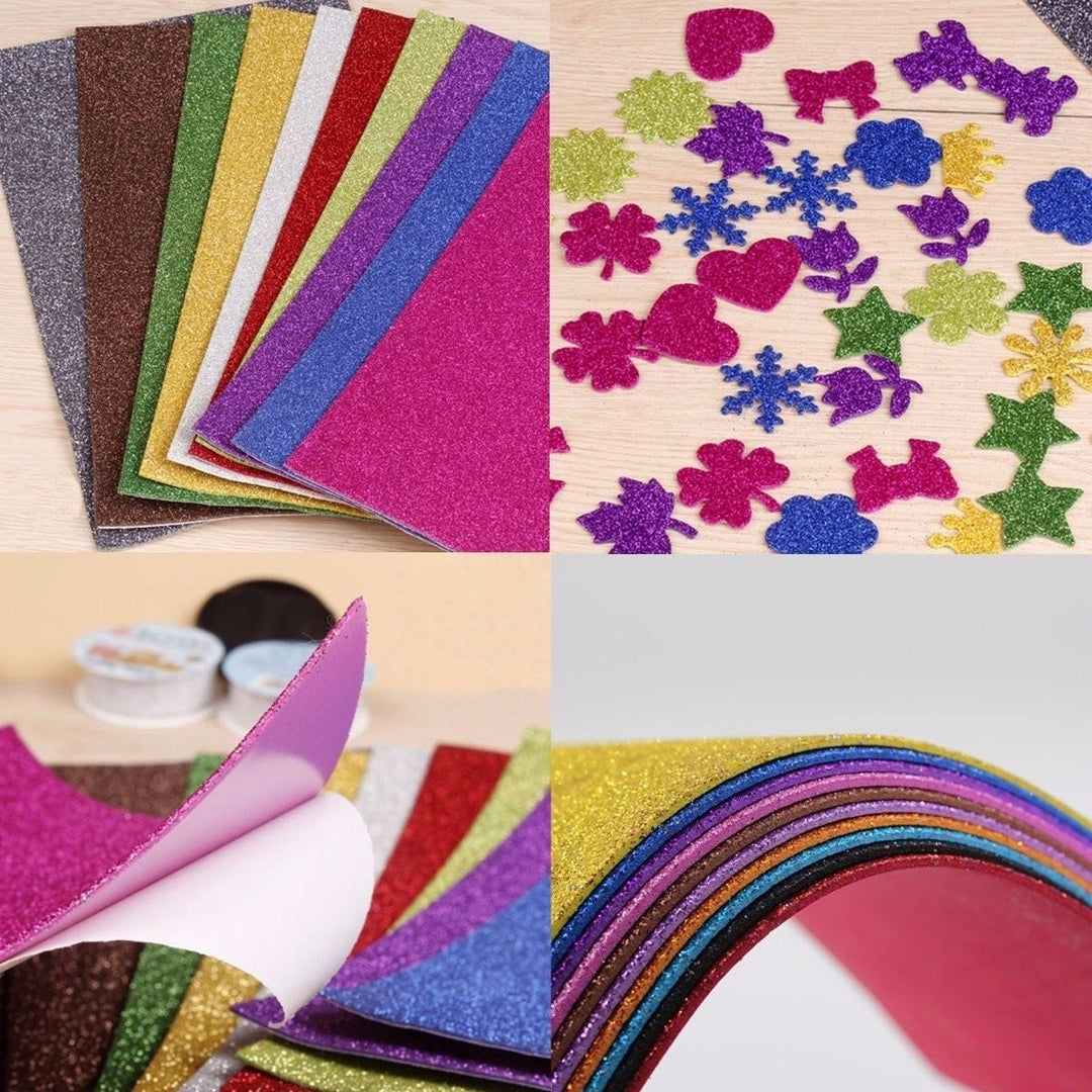 10Pcs 8x12 Inch Adhesive Glitter Paper Card Assorted Colors Scrapbooking Crafts Image 3