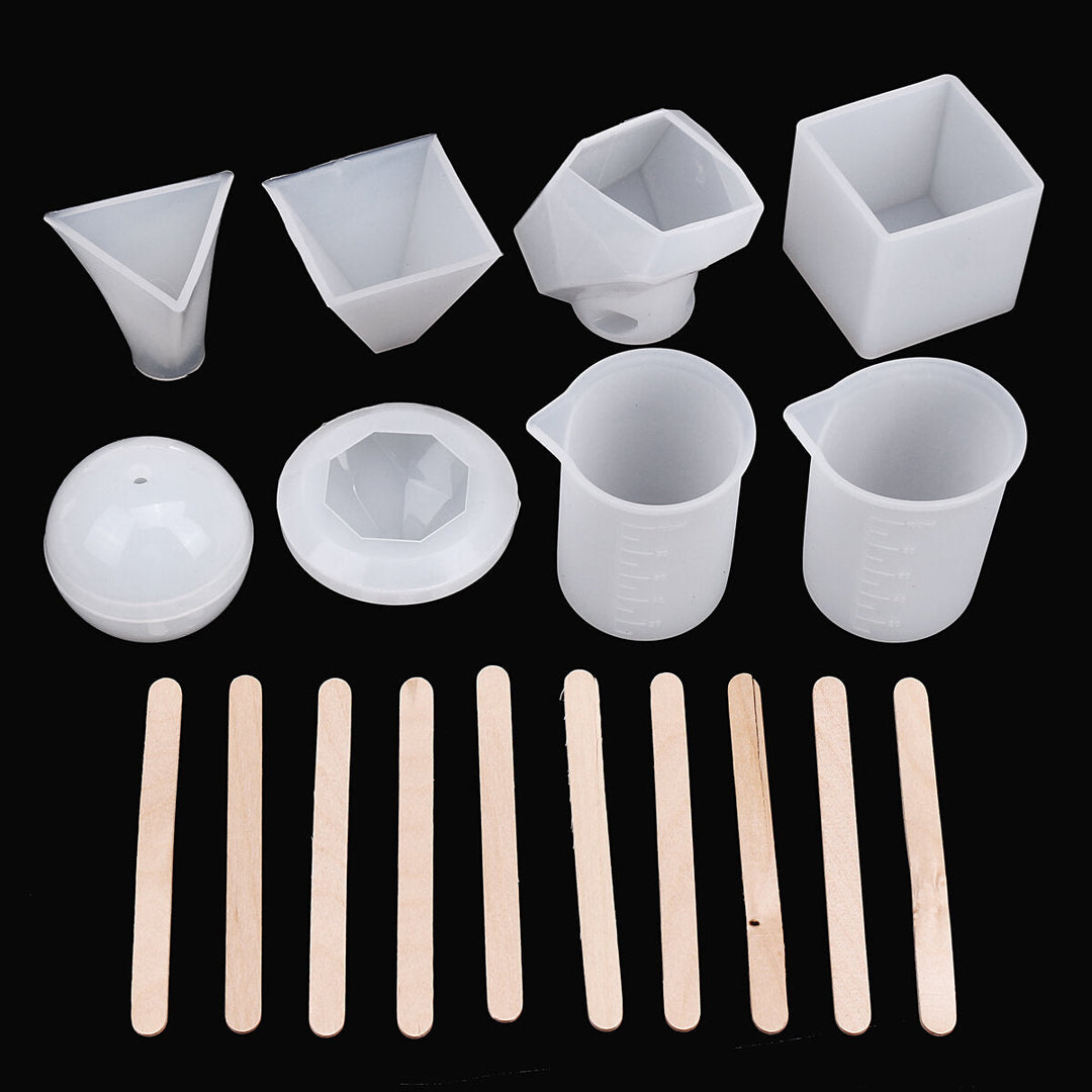 18pcs Jewelry Mould Handmade Crystal Glue Mould Set Resin Silicone DIY Mold Kit Image 1