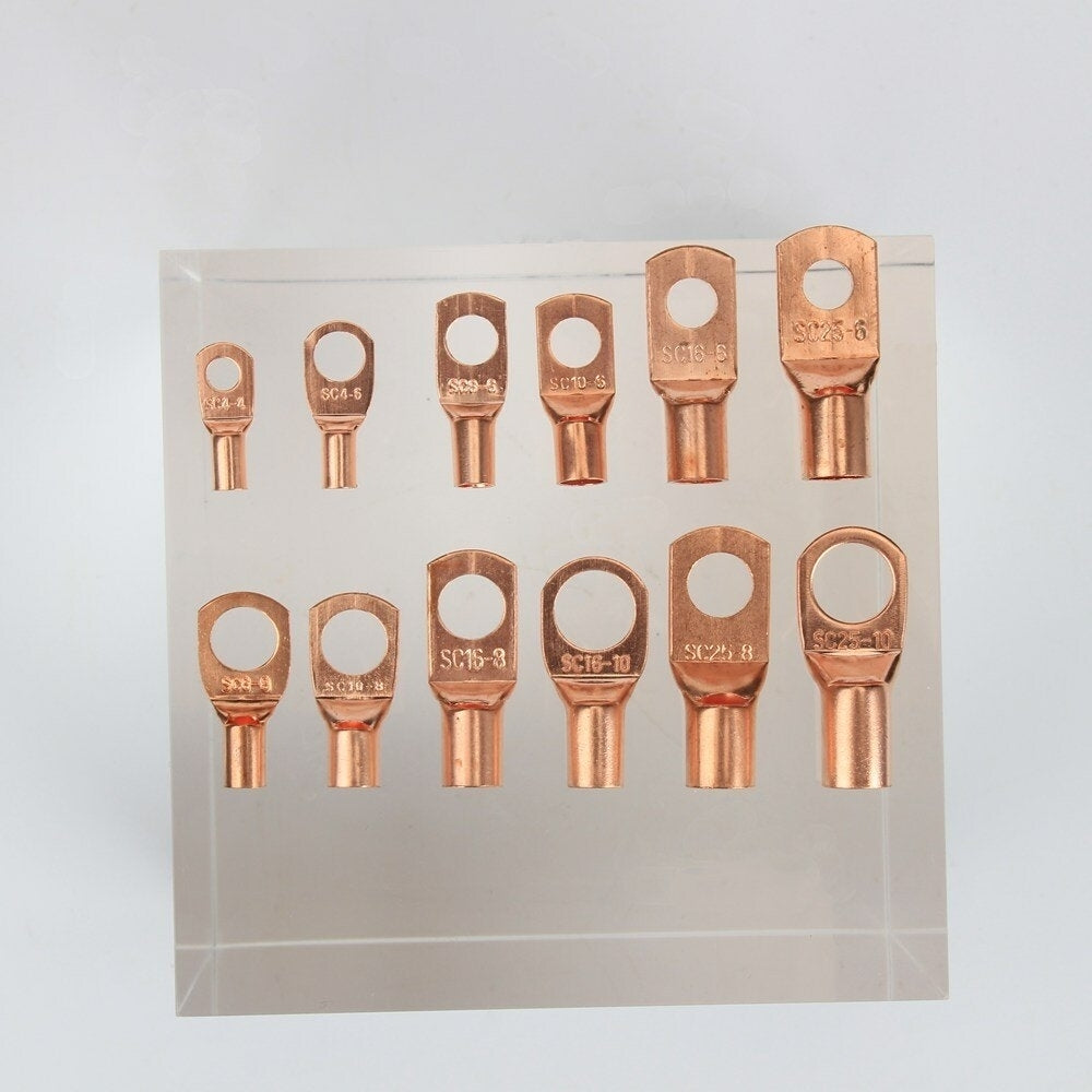 170pcs Copper Battery Cable Ends 12 Sizes Battery Wire Lugs Eyelets Tubular Ring Terminal Connectors SC Terminals for Image 3