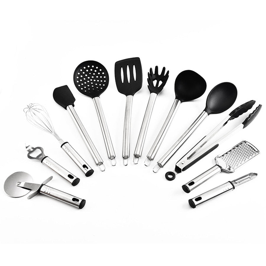 23pcs Steel Handle Silicone Non-Stick Pan Spoon Utensils Kitchenware Cookware Image 1