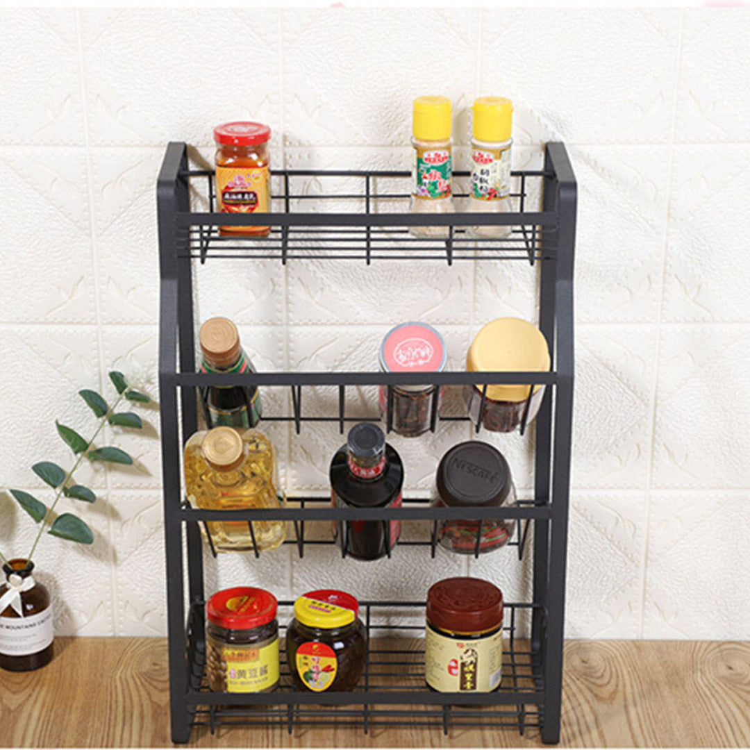4 Tier Kitchen Spice Rack Standing Holder Jar Organiser Storage Spice Shelf Image 4