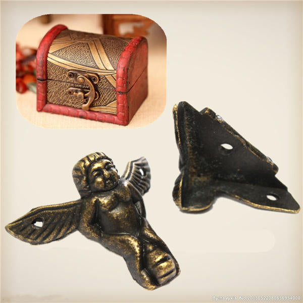 4Pcs Antique Brass Jewelry Chest Wood Box Decoration Feet Leg Corner Protector With Screws Image 3