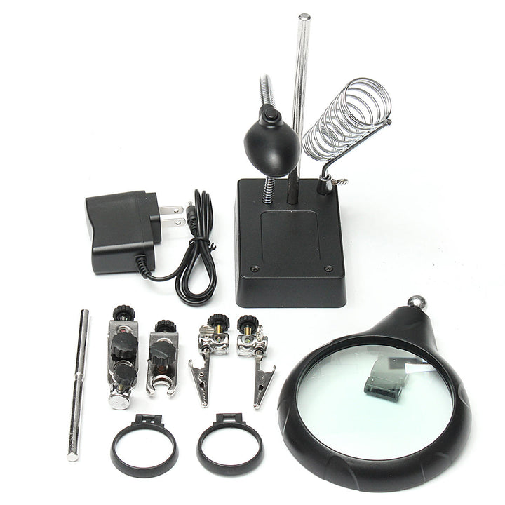 5 LED Light Magnifier Magnifying Glass Helping Hand Soldering Stand with 3 Lens Image 4